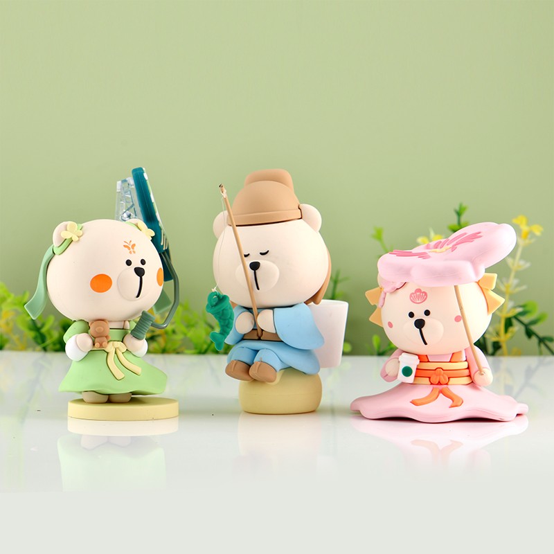 国风春日熊店长摆件